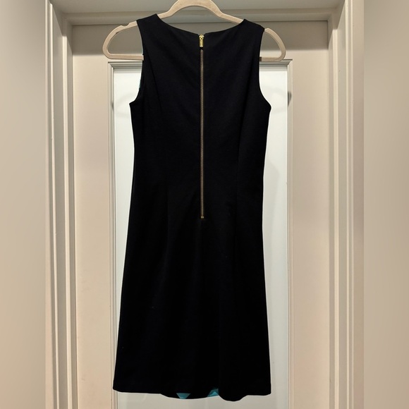 Michael Kors Chevron Sheath Dress Size 0 Aqua Navy Exposed Gold Zipper - Picture 4 of 10